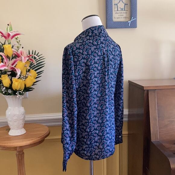 Brooks Brothers Blue Paisley Print Buttondown Blouse, Size 4 - Picture 7 of 10